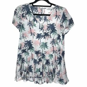 RO + DE Nordstrom Palm Tree Print Blouse